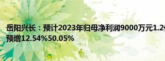 岳阳兴长：预计2023年归母净利润9000万元1.2亿元，同比预增12.54%50.05%