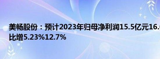 美畅股份：预计2023年归母净利润15.5亿元16.6亿元，同比增5.23%12.7%
