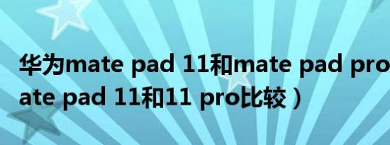 华为mate pad 11和mate pad pro（华为mate pad 11和11 pro比较）