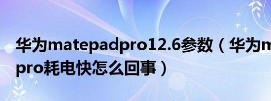华为matepadpro12.6参数（华为matepadpro耗电快怎么回事）